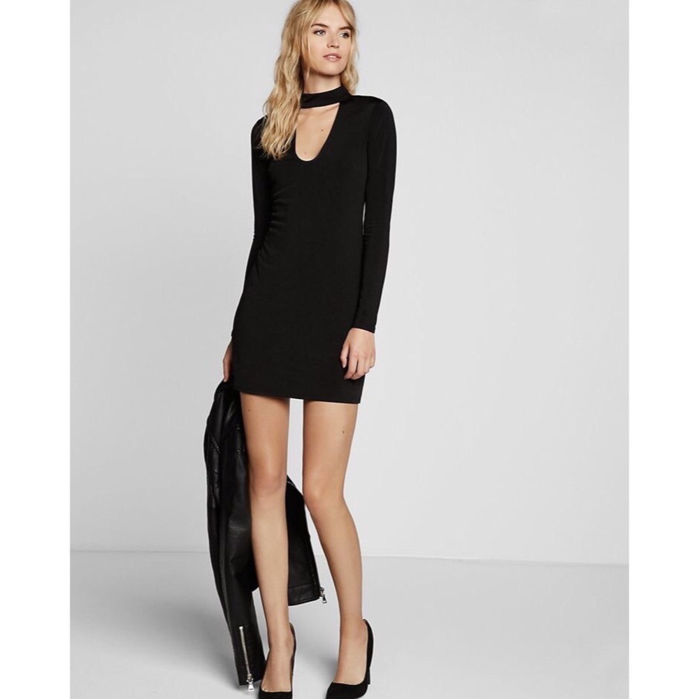Express Long sleeve mini choker dress
